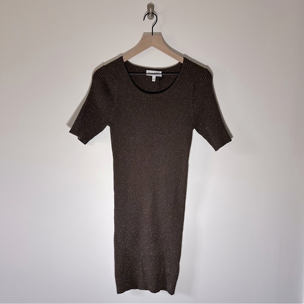 Michael Stars Mae Shimmer Ribbed Dress NWT